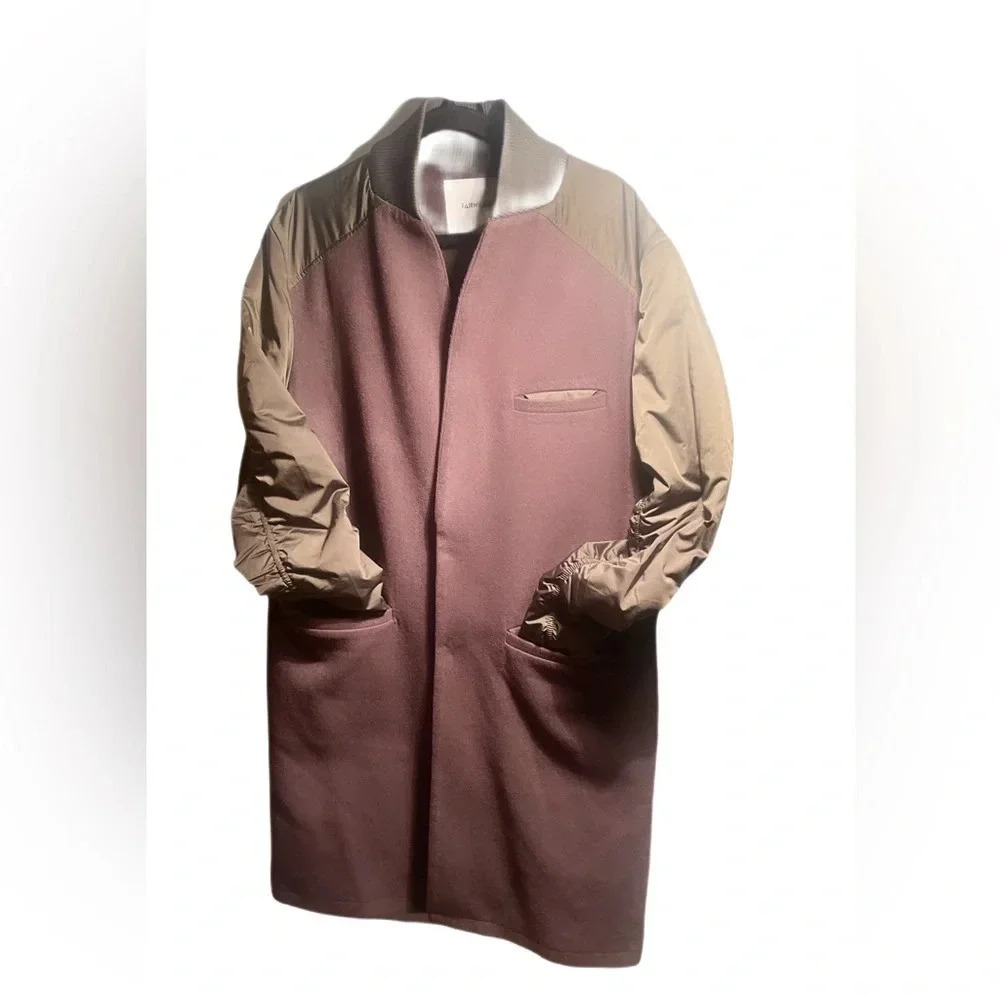 Vintage Mark FAIRWHALE nylon polyester green 2 snap pockets overcoat jacket XXL